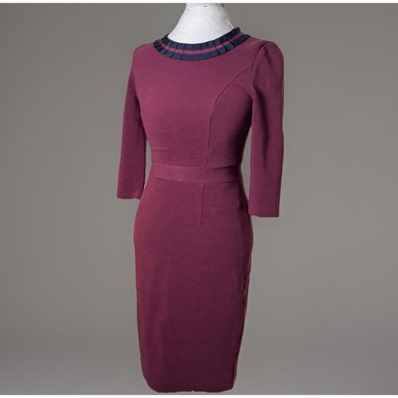 Boden Dresses & Skirts - Boden Burgundy Navy Polperro Ottoman Dress | Wiggle | Retro Inspired | Stretch